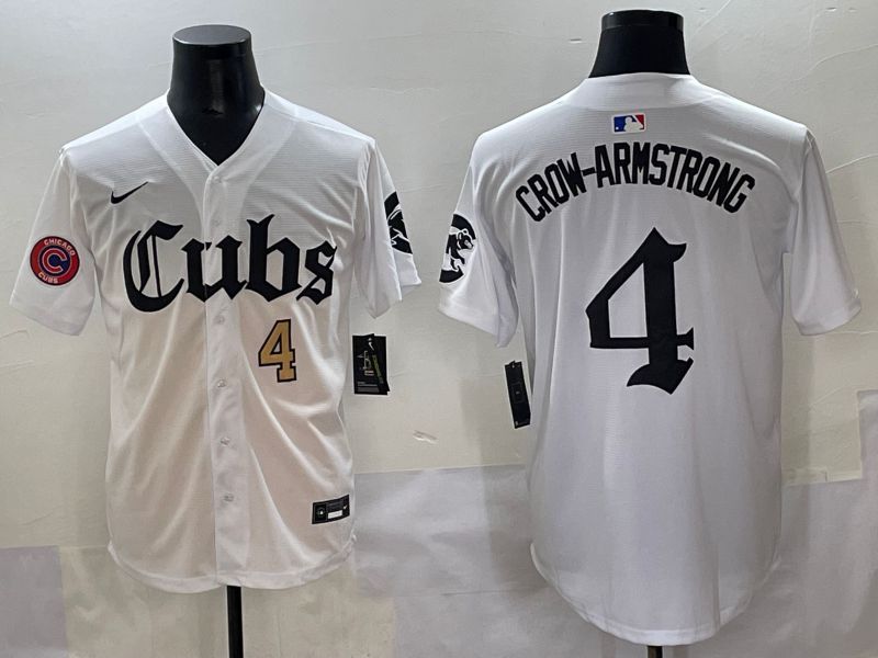Men 2025 Chicago Cubs #4 Crow-Armstrong White Five generations Joint Name Nike MLB Jersey style 5->chicago cubs->MLB Jersey